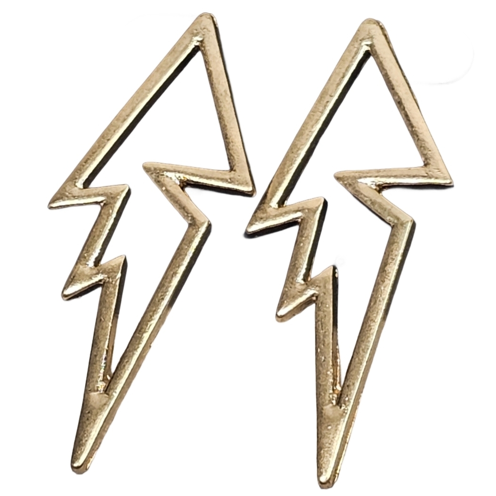 NEW In Package DNC Lightning Bolt Earrings For Pierced Ears | Gold Tone | 1.75"L